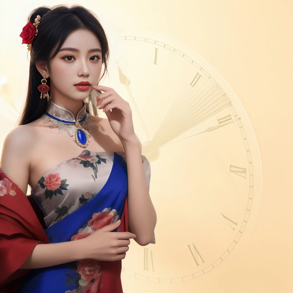 One of them was wearing a dress、Wear a necklace on your head、Lady with flowers on her head, Inspired by Huang Ji, Popular on cgstation, Inspired by Lan Ying, Inspired by Qiu Ying, Chinese Girl, palace , Girl wearing Hanfu, Inspired by Tang Yifen, Dressed in ancient Chinese costumes, Chinese woman, Chinese, Chinese Beauty
