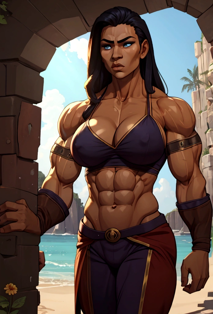 very huge muscle huge abs sixpack woman big biceps summer time big ???? ripped