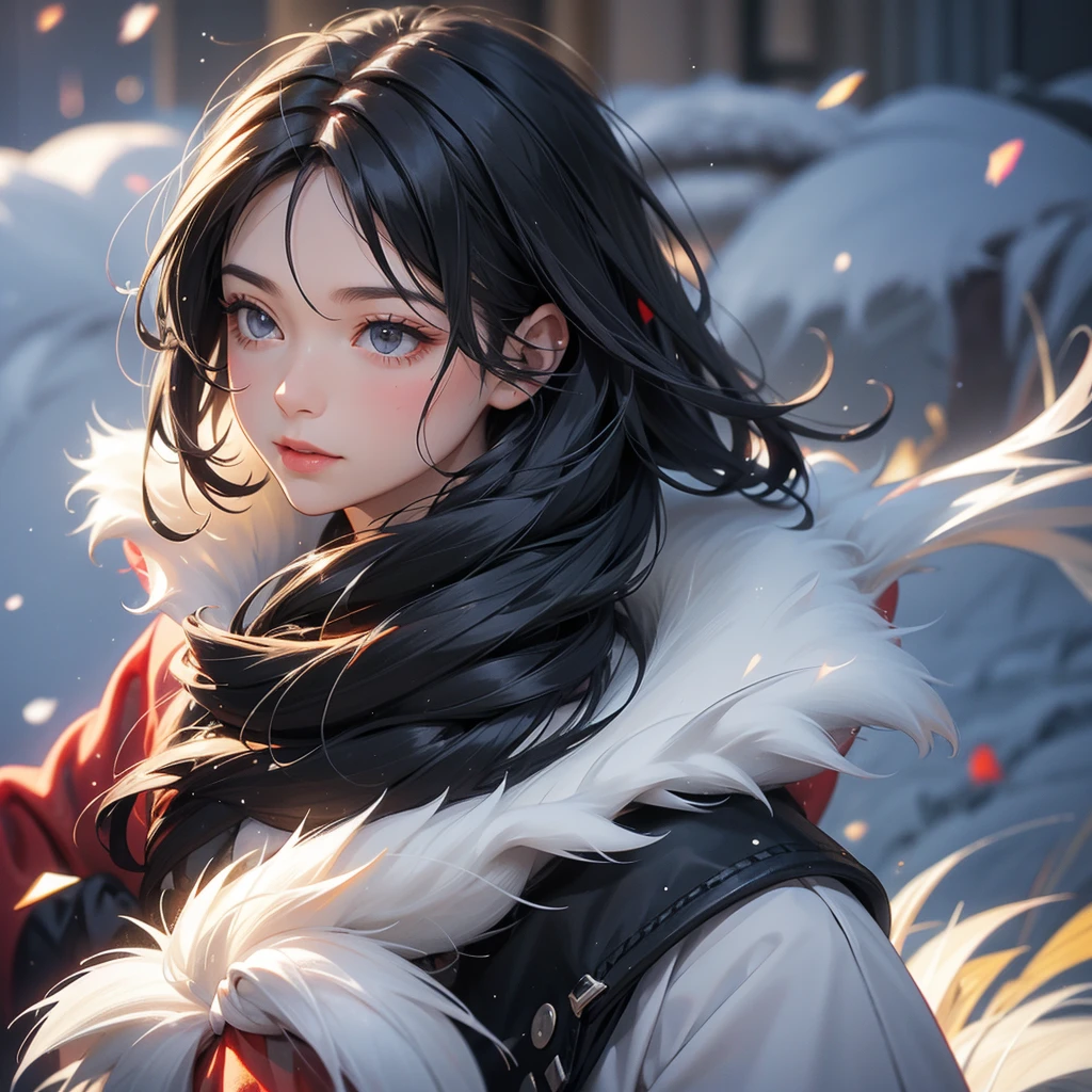Comma hair black hair ,winter coated in the morning