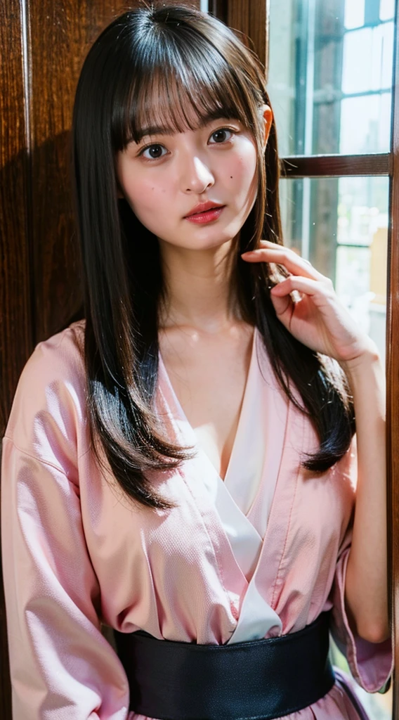 masterpiece, highest quality, 4K, Ultra-high resolution, mishoujo, Painting, Beautiful eyes and fine face, figure, Beautiful details, high resolution figure, Shine_white_particle, One girl, Small breasts、Large Breasts、High 、Japanese、Japanese Idols、A kind smile、おっぱい、ガーターベルト