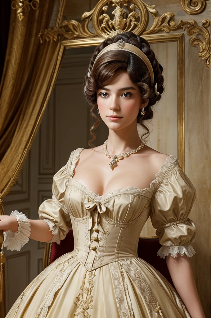 Create an image of a personification of France in the 1700s. This figure should embody the elegance and sophistication of the French aristocracy, dressed in lavish Rococo fashion with powdered wigs and intricate lace. Their demeanor should reflect both cultural refinement and political intrigue, evoking the spirit of the Age of Enlightenment. Incorporate symbols such as fleur-de-lis, royal insignia, and elements of French architecture to emphasize the historical and artistic richness of the period."