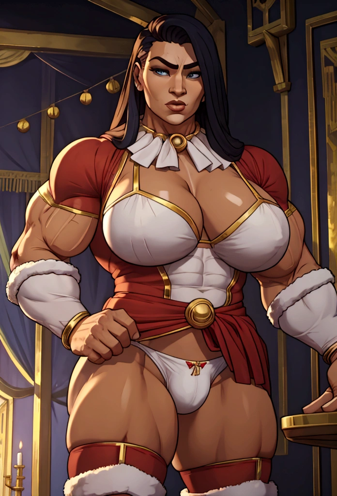 huge muscle woman on holiday christmass big hands ?????????