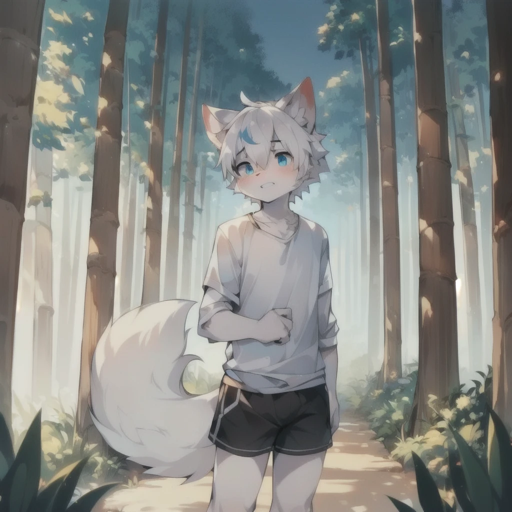 White hair，men's hugedick shorts