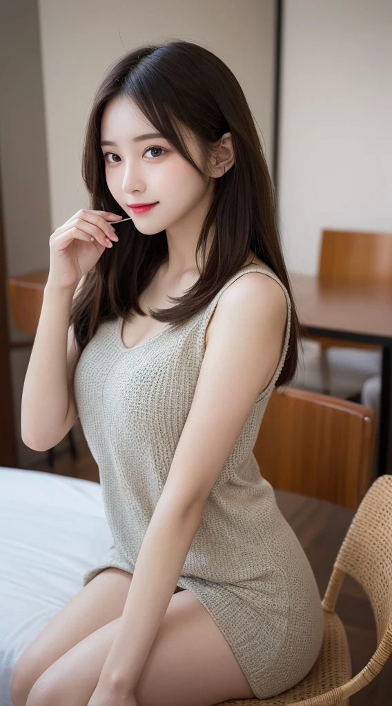 Tabletop, Highest quality, shape, Very detailed, finely, High resolution, 8k wallpaper, 完璧なダイナミックな構shape, Beautiful and exquisite, Nice spring clothes,Beautiful straight hair,Small breasts,Natural color lip, 20-year-old girl、cute、Always blur the background,Perfect and beautiful face,Beautiful and dense face、Slim face and figure,Big eyes、Putting on gal makeup,Actual Photos(Best image quality)、Sexy Face、Fashion model posing、Full Body Shot、smile、Change pose randomly、Randomly change the shooting angle and position、Summer fashion for women
