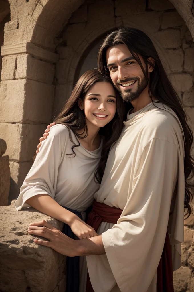 Jesus of Nazareth smiling with a woman