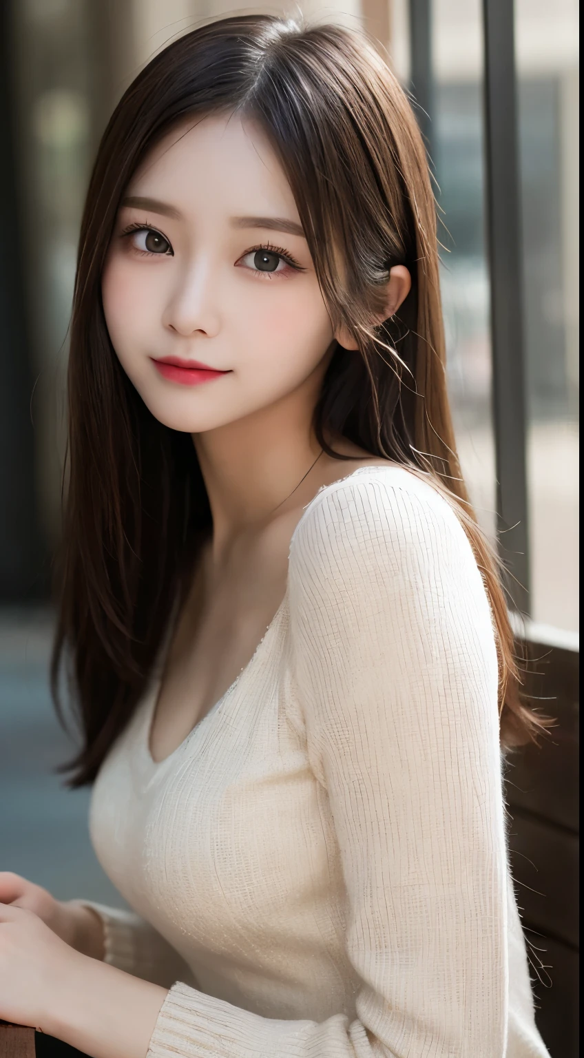 Tabletop, Highest quality, shape, Very detailed, finely, High resolution, 8k wallpaper, 完璧なダイナミックな構shape, Beautiful and exquisite, Nice spring clothes,Beautiful straight hair,Small breasts,Natural color lip, 20-year-old girl、cute、sexy shot looking at camera,Always blur the background,Perfect and beautiful face、Slim face and figure,Big eyes、Putting on gal makeup,Actual Photos(Best image quality)、Sexy Face、Fashion magazine model pose、A shy smile、Cyberpunk Fashion、Change pose randomly、Randomly change the shooting angle and position