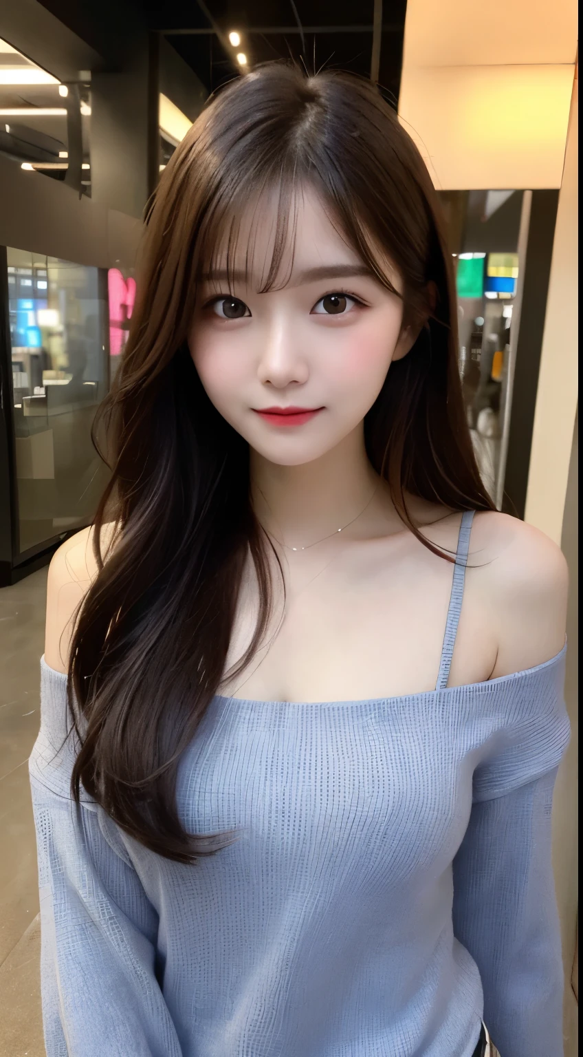 Tabletop, Highest quality, shape, Very detailed, finely, High resolution, 8k wallpaper, 完璧なダイナミックな構shape, Beautiful and exquisite, Nice spring clothes,Beautiful straight hair,Small breasts,Natural color lip, 20-year-old girl、cute、sexy shot looking at camera,Always blur the background,Perfect and beautiful face、Slim face and figure,Big eyes、Putting on gal makeup,Actual Photos（Best image quality）、Sexy Face、Fashion magazine model pose、A shy smile、Cyberpunk Fashion、Change pose randomly、Randomly change the shooting angle and position