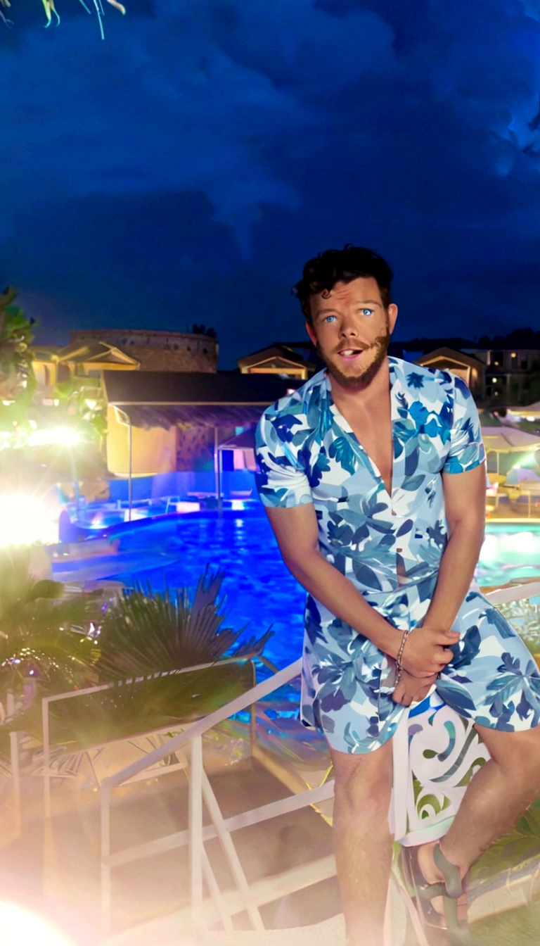 Masterpiece, denoise, void noise, one man, best quality, 8k resolution, male focus, focus only, amazing composition, great lighting, super quality, elegant, Very detailed, (front view), -----------, 35 years old, mature face, (muscular, slim body), handsome, irish, ((detailed light-gray eyes, detailed eyes)), hairy, ((light blonde hair, short straight hair)), (big ears), ((fuzzy, bushy, thick hairy )), ((light blonde bushy body hair)), detailed face, (((very pale skin))), (beard, short beard), (((((Russell Tovey))))), --------------, ((((wearing detailed loincloth)))), ((((chains all over him)))), witty face,
Don’t change face