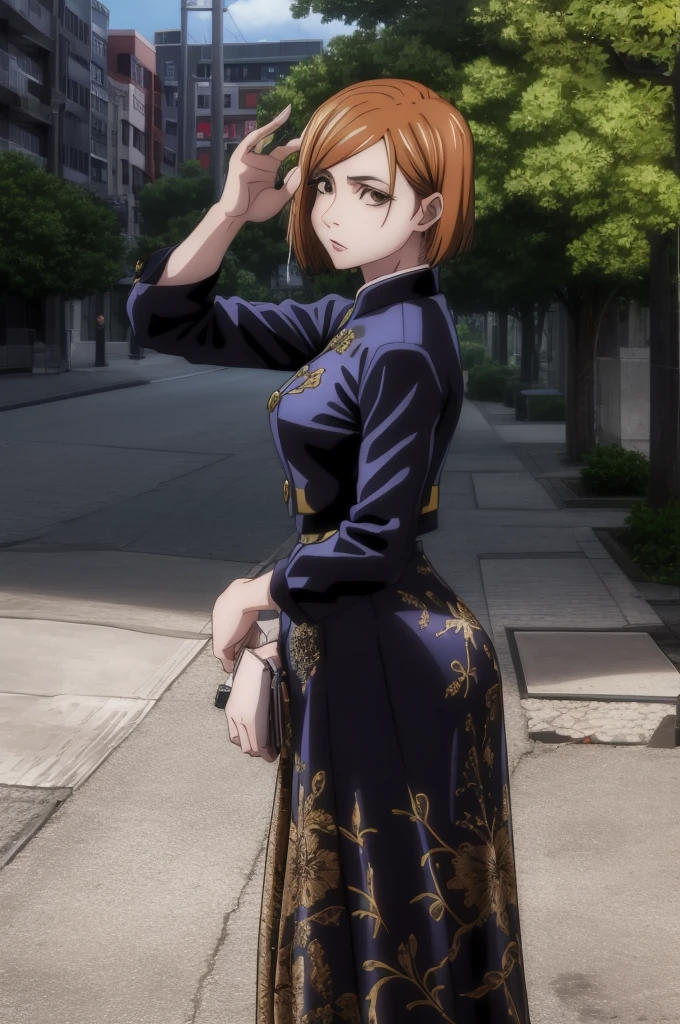 masterpiece, best quality, high quality,
outdoors, street,
looking at viewer, cowboy shot,
kebaya,
Nobara,