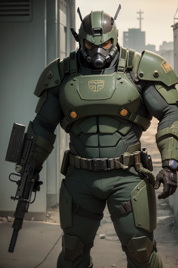 Solid snake usando um power armor de fallout 
