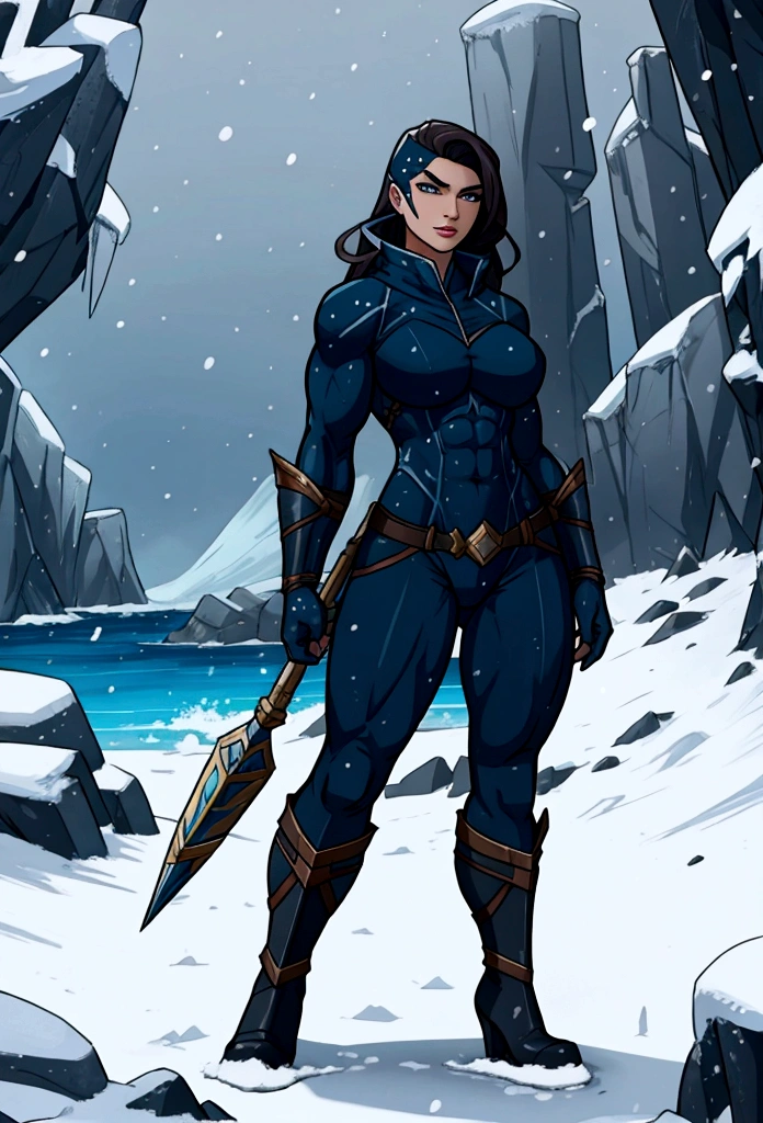 muscle woman explorer artix sea cold snowing