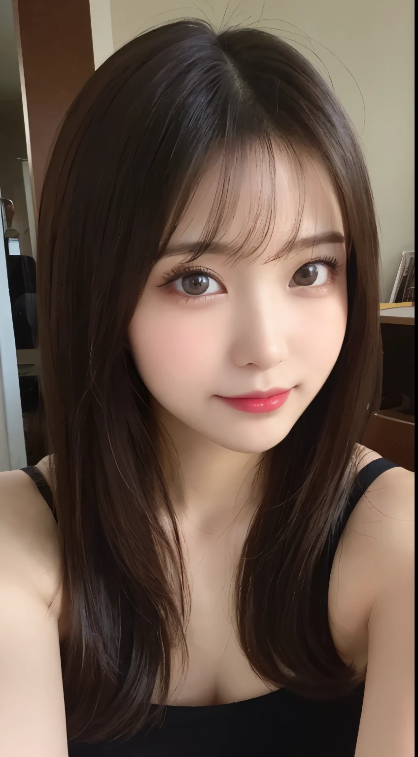 Tabletop, Highest quality, shape, Very detailed, finely, High resolution, 8k wallpaper, 完璧なダイナミックな構shape, Beautiful and exquisite, Nice spring clothes,Beautiful straight hair,Small breasts,Natural color lip, 20-year-old girl、cute、sexy shot looking at camera,Always blur the background,Perfect and beautiful face、Slim face and figure,Big eyes、Putting on gal makeup,Actual Photos(Best image quality)、Sexy Face、Fashion magazine model pose、A shy smile、Cyberpunk Fashion、Change pose randomly、Randomly change the shooting angle and position