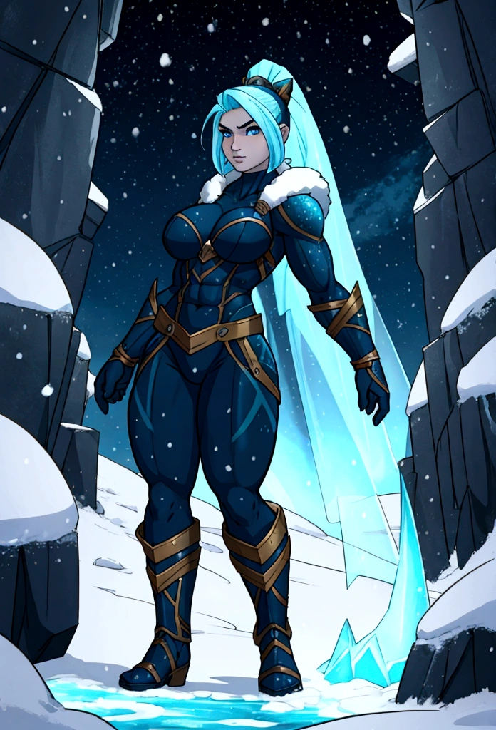 muscle woman explorer artix sea cold snowing