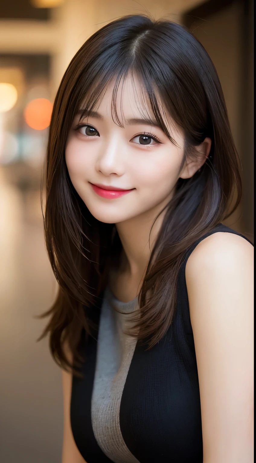 Tabletop, Highest quality, shape, Very detailed, finely, High resolution, 8k wallpaper, 完璧なダイナミックな構shape, Beautiful and exquisite,ランダムなcute髪,,Natural color lip, Bold sexy pose,smile、20-year-old girl、cute、Always blur the background,Perfect and beautiful face,Slim face and figure,Big eyes、Putting on gal makeup,Small face,Shooting from below、smile,Blurred Background,Elegant feminine face、Cyberpunk Fashion、Change pose randomly、Randomly change the shooting angle and position、smile、Top to bottom々Shoot from the right angle and direction、cute、cute顔