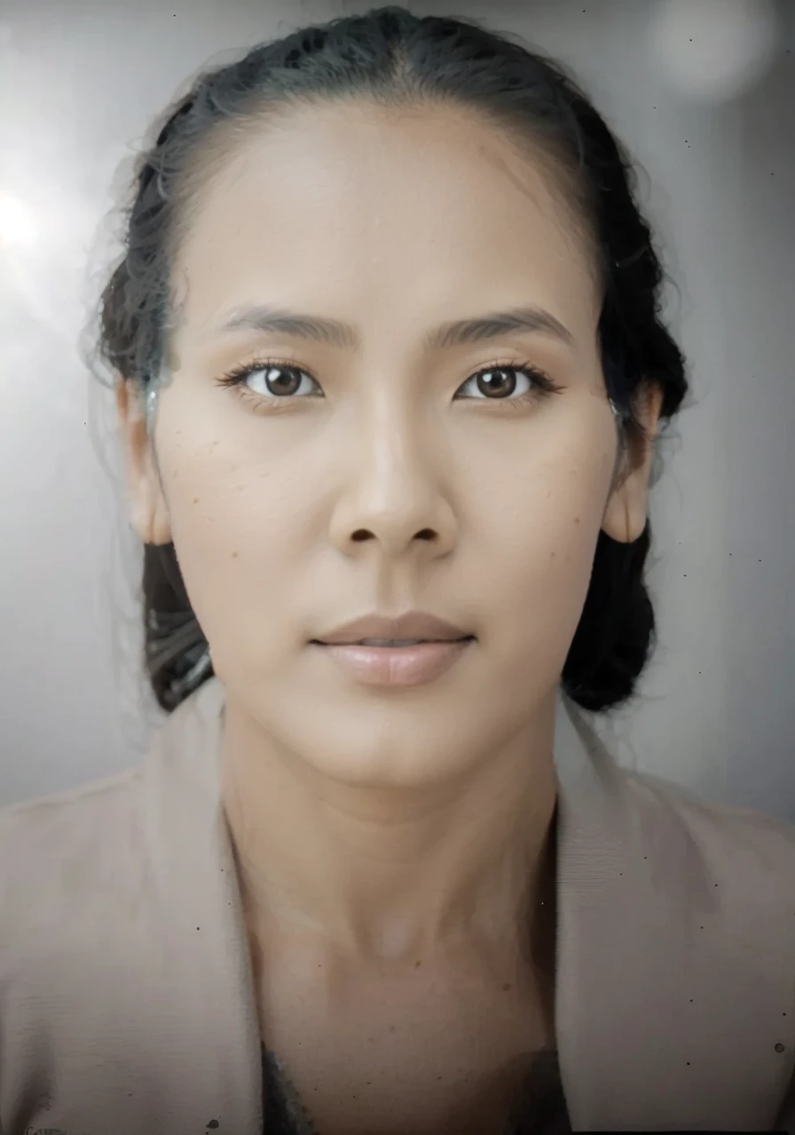 1woman wearing kebaya, background the wall, pas photo, front view, look from front, detail realistic UHD 4k 