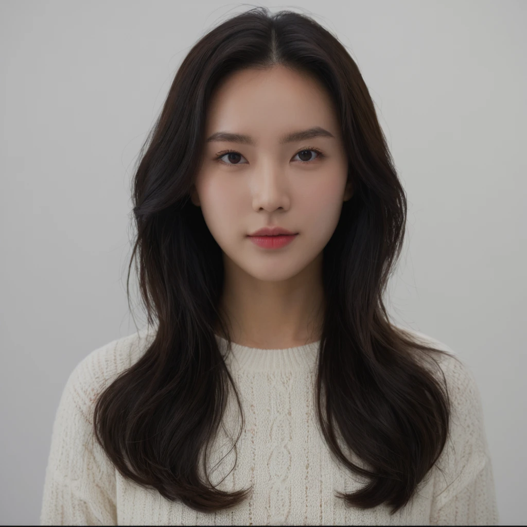 Best Quality, 8k, Masterpiece, (Portrait: 1.3), (photo realistic:1.4), (hyper realistic:1.4), Sharp Focus, looking at viewer, (smoother lighting:1.1), (increase cinematic lighting quality:0.9), realistic lighting, backlighting, light on face, ray trace, (brightening light:1.2), (Increase quality:1.4), sharp detail, (best quality real texture skin:1.4), finely detailed eyes, black_eyes, finely detailed face, 25 year old Korean woman, (white formal_shirt:1.4), (Create an image maintaining the original base model hairstyle:1.5)