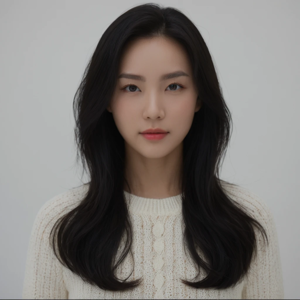 Best Quality, 8k, Masterpiece, (Portrait: 1.3), (photo realistic:1.4), (hyper realistic:1.4), Sharp Focus, looking at viewer, (smoother lighting:1.1), (increase cinematic lighting quality:0.9), realistic lighting, backlighting, light on face, ray trace, (brightening light:1.2), (Increase quality:1.4), sharp detail, (best quality real texture skin:1.4), finely detailed eyes, black_eyes, finely detailed face, 25 year old Korean woman, (white formal_shirt:1.4), (Create an image maintaining the original base model hairstyle:1.5)