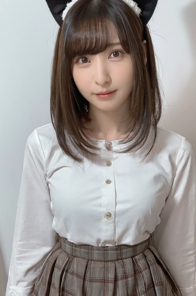 One Girl, (Beautiful girl, Delicate girl:1.3), (:1.3),
break, (Fluffy Costume, skirt :1.2), (White cat ears),
break, (White Background:1.2),
break, Very beautiful eyes, (Symmetrical eyes:1.3),
break, (Small breasts:0.5), Brown eyes, Parted bangs, (Silver Hair:1.2), (Upper teeth, The best smile:0.2),
break, (Eye and facial details:1.0),
break, (masterpiece, Highest quality, Super detailed, Detailed face, 8K)