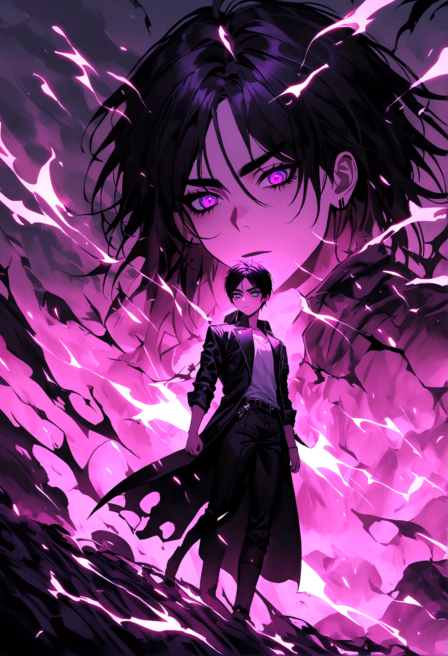 Generate gojo ,jinwoo ,eren,sasuke mixer in one person
