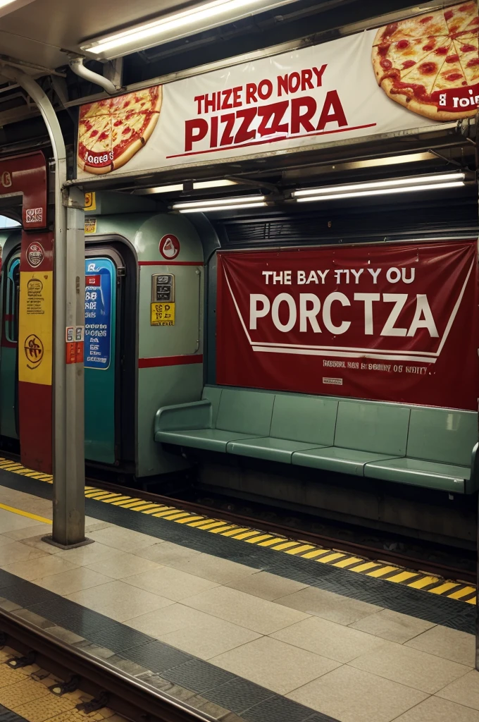There is a pizza banner in Metro City. Next to the train. Do you have a look again?