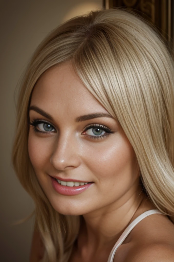 perfect platinum blonde girl, 21yo, high heels, sixties pinup, french maid, woman looks like sharon tate, inspired by Leila Faithfull, wondrous, yummy, circa 1969, circa 1 9 6 9, sweet, sardax, cheeky!!!, mrs bean, circa 1970, scantily clad, pin - up, smiling, detailed skin, realistic, photo-realistic, 8k sharp focus, highly detailed, full length frame, High detail RAW color art, piercing, diffused soft lighting, shallow depth of field, sharp focus, hyperrealism, cinematic lighting