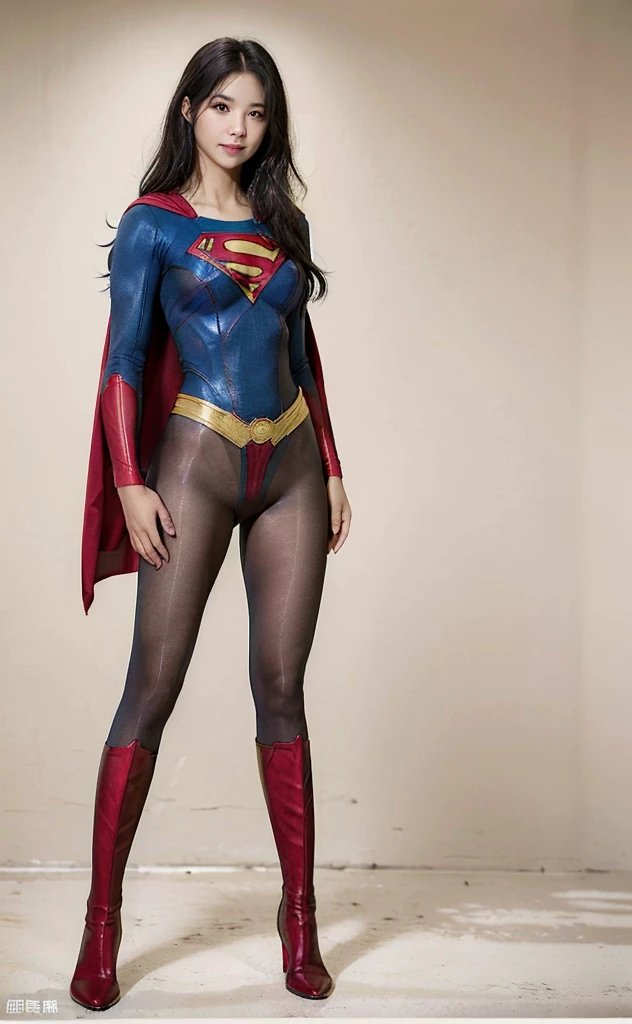 No background、(((Beautiful legs in black tights.)))、(((Legally express the beauty of your smile)))、((((Make the most of your original images)))、(((Body-hugging Supergirl costume)))、(((Supergirl Costume)))、(((Beautiful Hair)))、(((suffering)))、(((Please wear black tights....、Wear red boots)))、((Best image quality、8K))、((Highest quality、8K、masterpiece:1.3))、(((Preserve background )))、Sharp focus:1.2、Beautiful woman with perfect figure:1.4、Slim Abs:1.2、Wet body:1.5、Highly detailed face and skin texture、8K