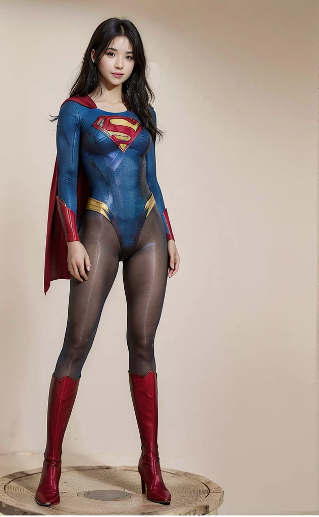 No background、(((Beautiful legs in black tights.)))、(((Legally express the beauty of your smile)))、((((Make the most of your original images)))、(((Body-hugging Supergirl costume)))、(((Supergirl Costume)))、(((Beautiful Hair)))、(((suffering)))、(((Please wear black tights....、Wear red boots)))、((Best image quality、8K))、((Highest quality、8K、masterpiece:1.3))、(((Preserve background )))、Sharp focus:1.2、Beautiful woman with perfect figure:1.4、Slim Abs:1.2、Wet body:1.5、Highly detailed face and skin texture、8K
