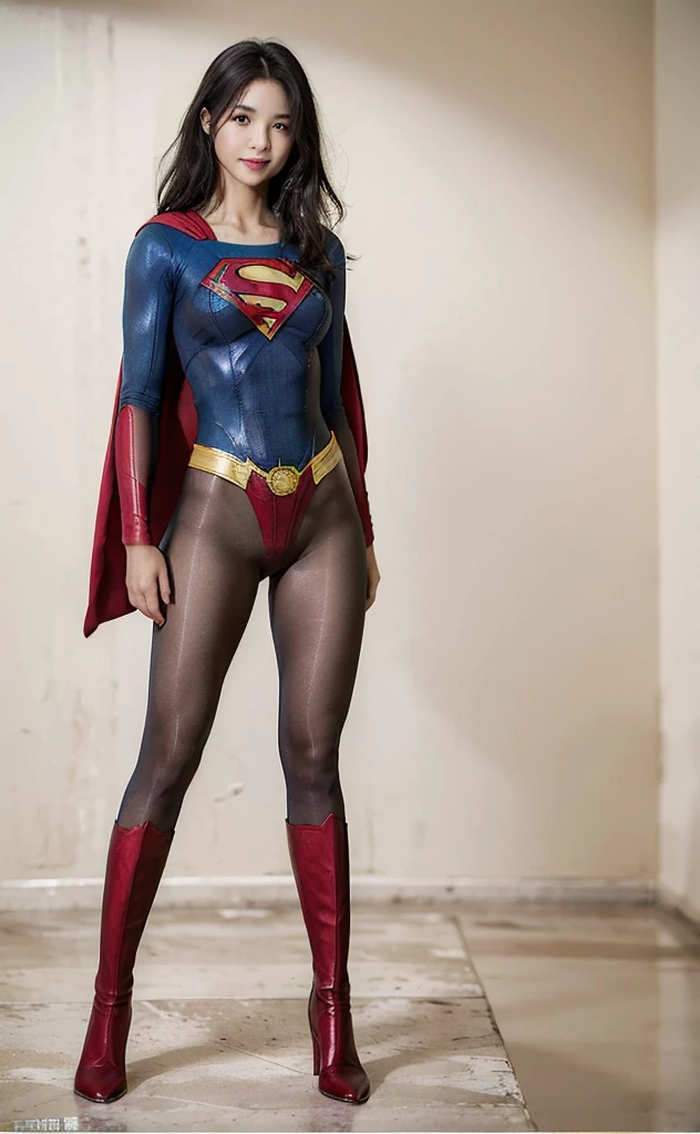No background、(((Beautiful legs in black tights.)))、(((Legally express the beauty of your smile)))、((((Make the most of your original images)))、(((Body-hugging Supergirl costume)))、(((Supergirl Costume)))、(((Beautiful Hair)))、(((suffering)))、(((Please wear black tights....、Wear red boots)))、((Best image quality、8K))、((Highest quality、8K、masterpiece:1.3))、(((Preserve background )))、Sharp focus:1.2、Beautiful woman with perfect figure:1.4、Slim Abs:1.2、Wet body:1.5、Highly detailed face and skin texture、8K