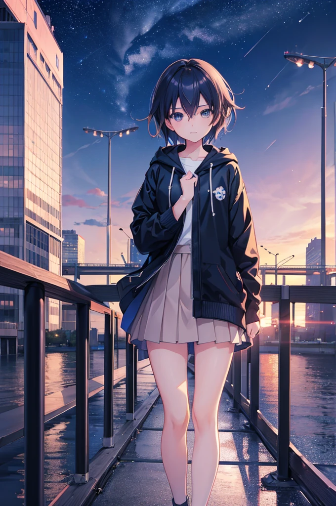 A girl standing on a bridge looking at the night sky, Anime drawings inspired by Makoto Shinkai, CG society hot topic, Sequential Art, anime art wallpaper 4k, anime art wallpaper 4k, anime wallpaper 4k, anime wallpaper 4k, Anime Style 4k, Anime Girl Desktop Backgrounds, Anime Art Wallpapers 8K, 4k anime wallpaper