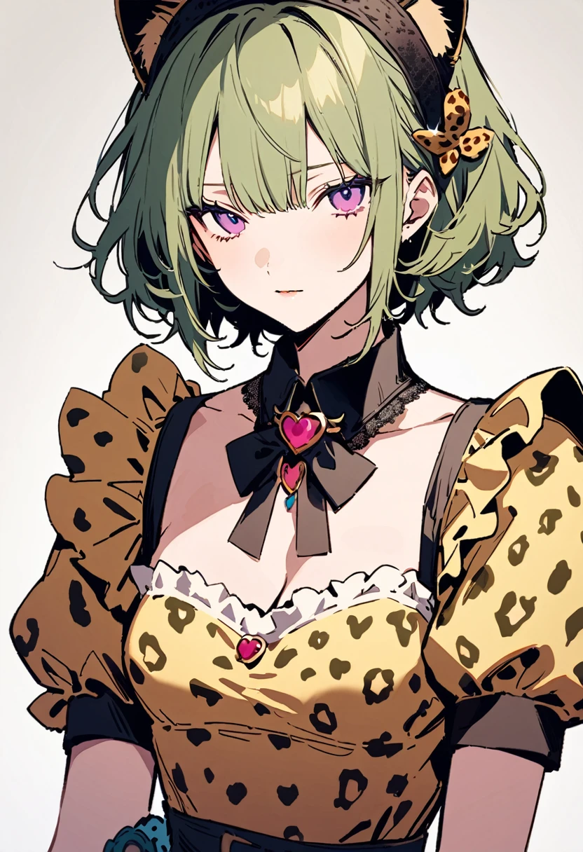 masterpiece, Highest quality, Illustration of the novel, High resolution, 18+ Adult content, Sensual, Intimate, Emotional, Passionate, romantic, sweet, Adorable, Innocent, Pure, Charmな, Charmな, Charm, mysterious, Charmな, Charmな, Immersive, Charmな, dream-like, Surreal, Imaginative, Whimsical, Artistic, Avant-garde, timeless, elegant, Sophisticated, chic, Sophisticated, personality, original, Charmな,((Maid clothes:1.3)),(Cheetah Dress:1.3)、Female Band、live、((Upper Body:1.3))