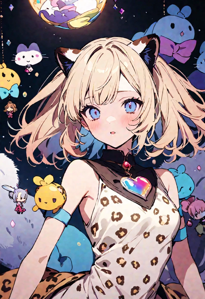 masterpiece, Highest quality, Illustration of the novel, High resolution, , Sensual, Intimate, Emotional, Passionate, romantic, sweet, Adorable, Innocent, Pure, Charmな, Charmな, Charm, mysterious, Charmな, Charmな, Immersive, Charmな, dream-like, Surreal, Imaginative, Whimsical, Artistic, Avant-garde, timeless, elegant, Sophisticated, chic, Sophisticated, personality, original, Charmな,(Cheetah Dress:1.3)、Female Band、live、((Upper Body:1.3))