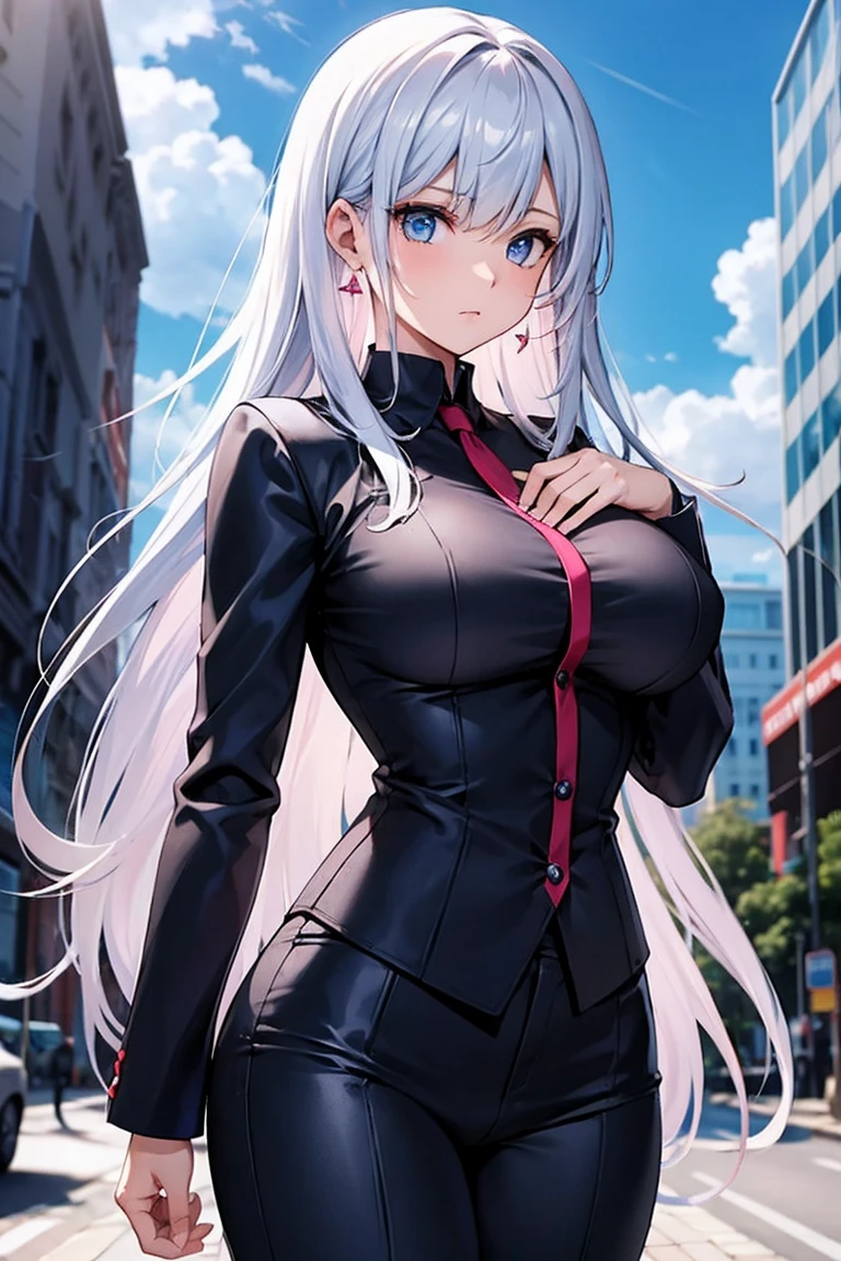 Cool girl　high resolution　Big Breasts　Men's suits　Expose　Long Hair　Earrings