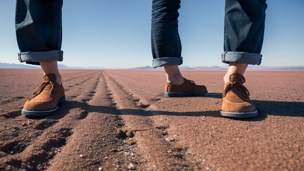 Salar de Uyuni, feet, standing, feet on ground, looking at ground
