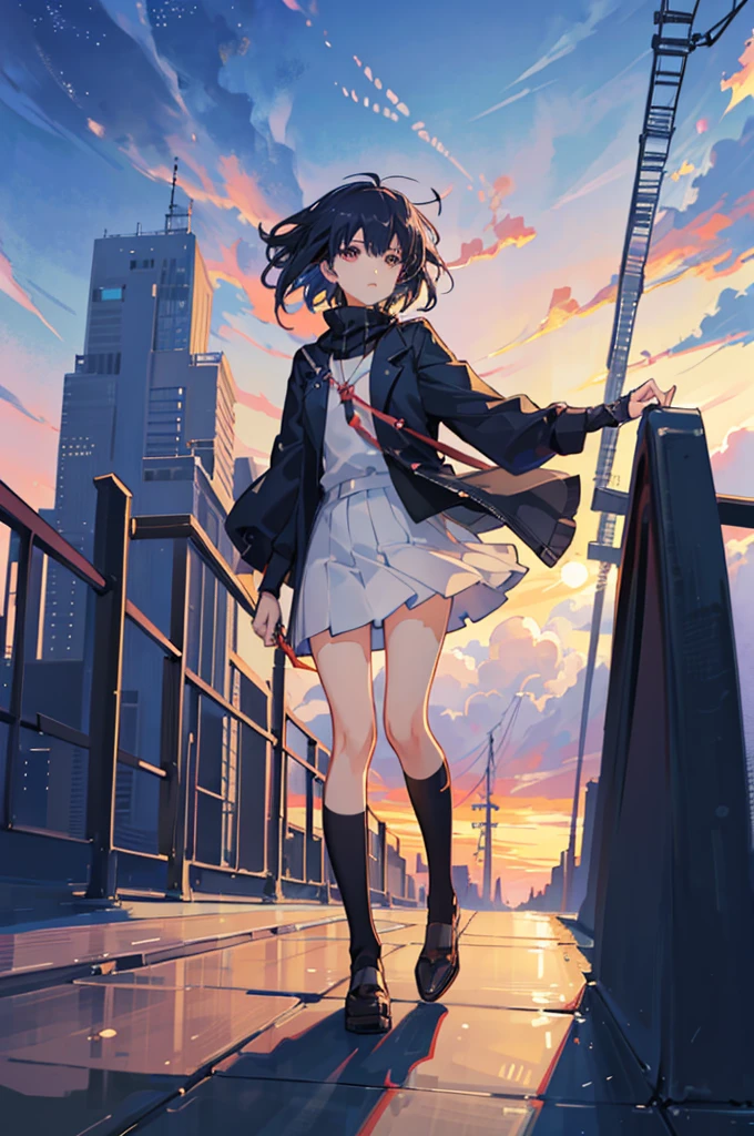 A girl standing on a bridge looking at the night sky, Anime drawings inspired by Makoto Shinkai, CG society hot topic, Sequential Art, anime art wallpaper 4k, anime art wallpaper 4k, anime wallpaper 4k, anime wallpaper 4k, Anime Style 4k, Anime Girl Desktop Backgrounds, Anime Art Wallpapers 8K, 4k anime wallpaper