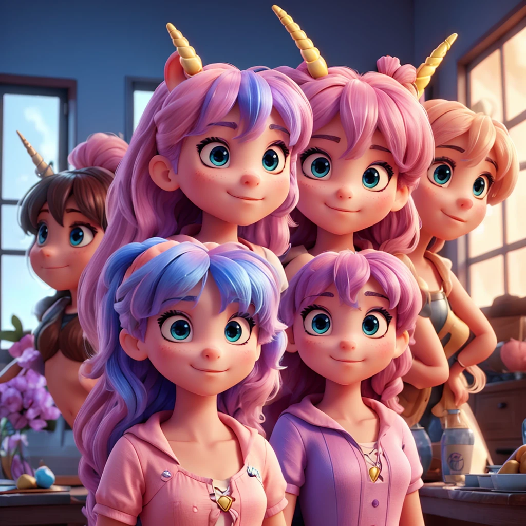 four female humanoid unicorns