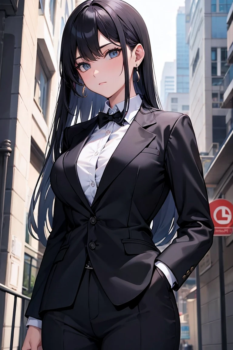 Cool girl high resolution Big Breasts Men's suits Expose Long Hair Earrings