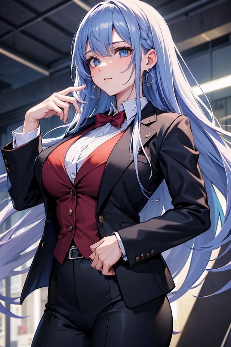 Cool girl high resolution Big Breasts Men's suits Expose Long Hair Earrings