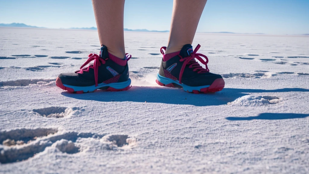 Salar de Uyuni, feet, standing, feet on ground, looking at ground
