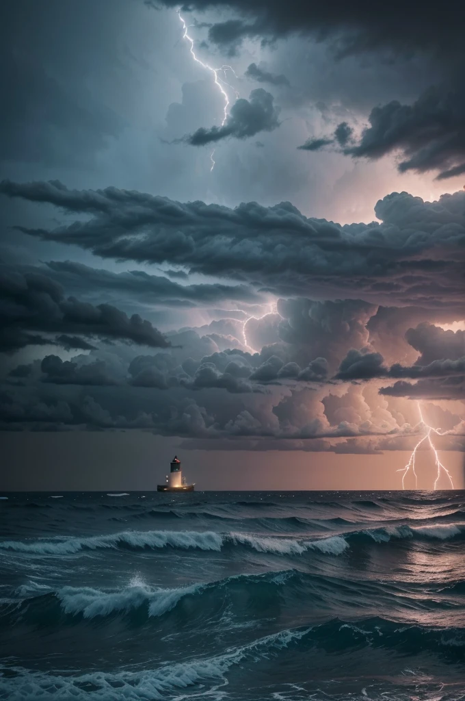 Prompt for Image: A dark, tempestuous sea with lightning striking the waves.
Description: In a small coastal village, young Mia lives with her grandmother. One stormy night, as rain lashes against their cozy cottage, Mia discovers an old journal hidden in the attic. Its pages are filled with cryptic symbols and tales of a mystical lighthouse that grants wishes.