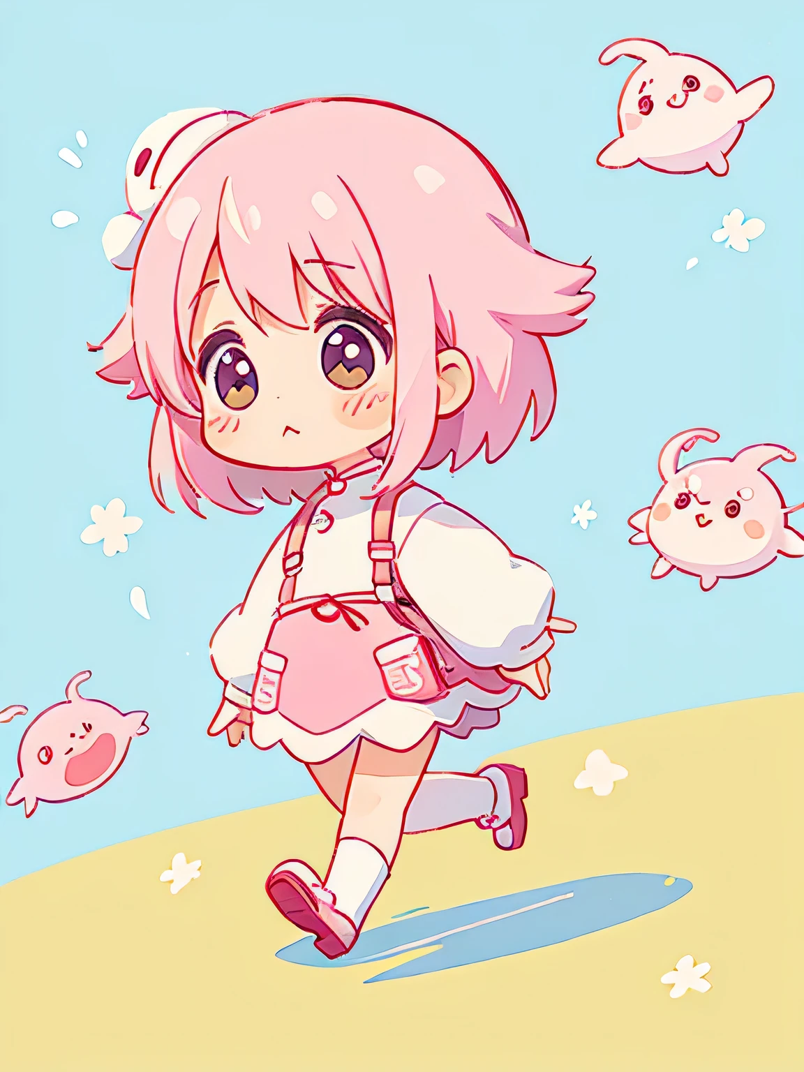 Momoko Sakura style、Kawaii Design, No people、(((Cute amoeba))), Walking