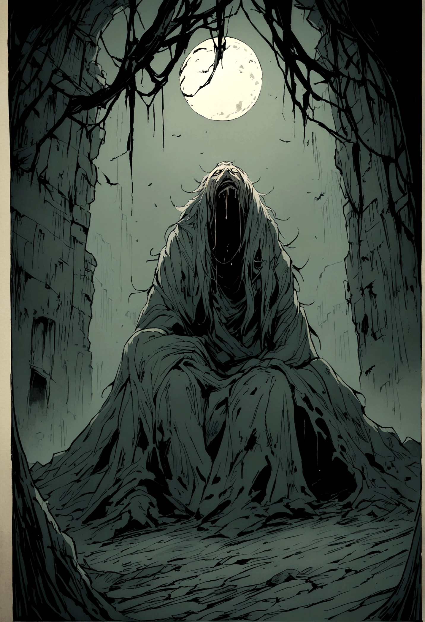 Old indain mythological place with horror effect 