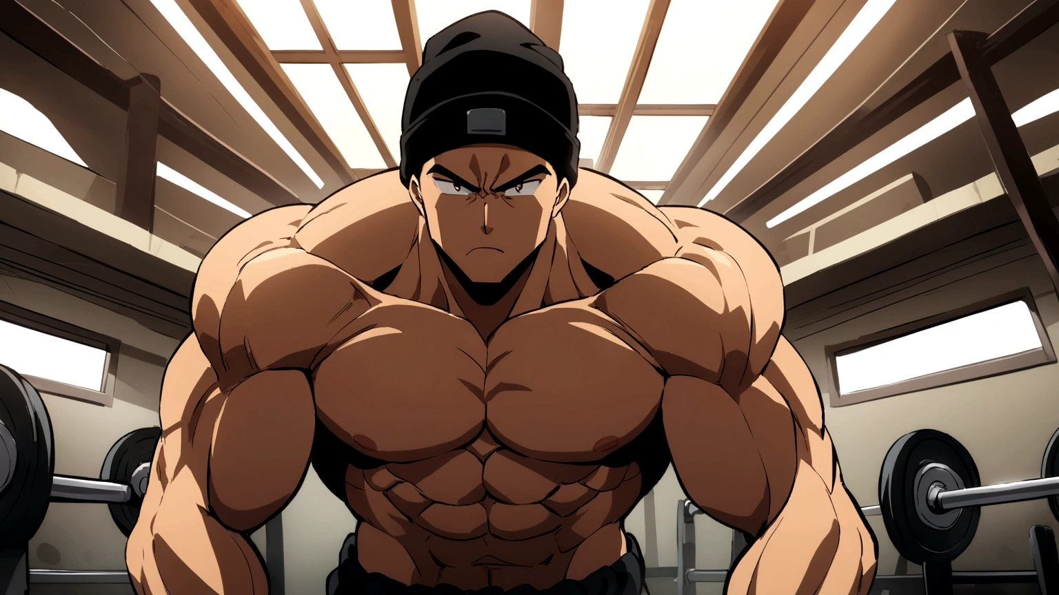 big muscle guys in a locker room 