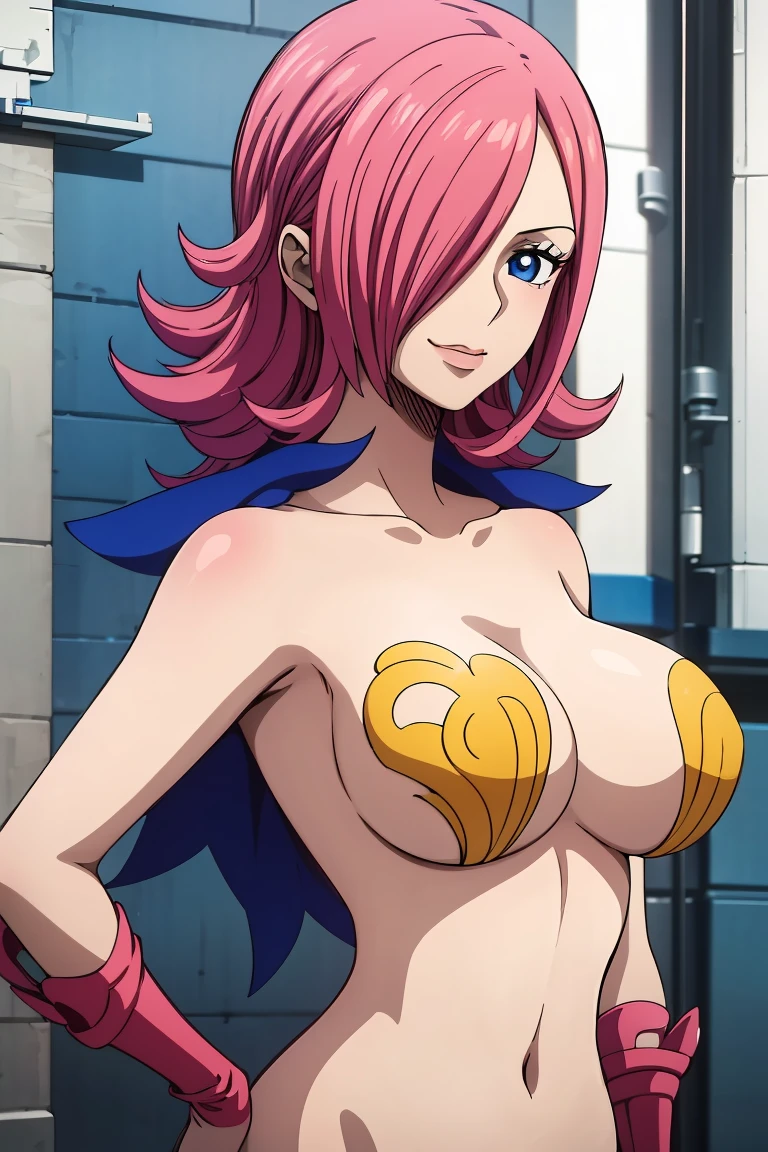 (Masterpiece:1.2, Best quality), (fine detailed beautiful eyes: 1.2), ((1girll)), ((Solo)), (finely detailed eyes and detailed face:1.3), (Extremely detailed CG, Ultra-detailed, Best shadow:1.1), , Large breasts, Beautiful concept illustration, Reiju, Masterpiece, A high resolution|★\[A high resolution\], Best quality, (Extremely detailed Cg Unity 8K wallpaper), room, breasts, navel, upper body, seductive smile, cleavage, big breasts,, nipples, nude, hand on hip, anime coloring, pussy,