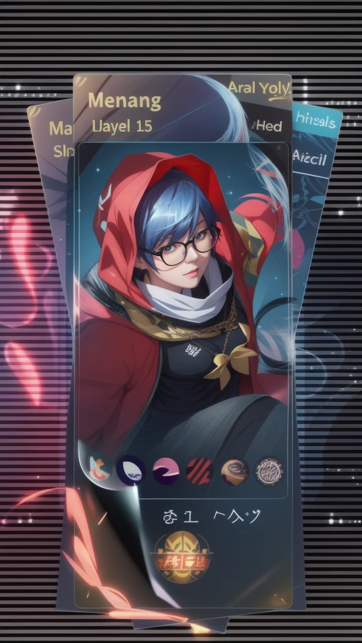a close up of a person with glasses and a black top, 2 d anime style, anime moe artstyle, 2 d anime, with glasses, short blue haired woman, in an anime style, anime styled, anime visual of a cute girl, in anime style, portrait of an anime girl, anime style portrait, with glasses on, anime visual style