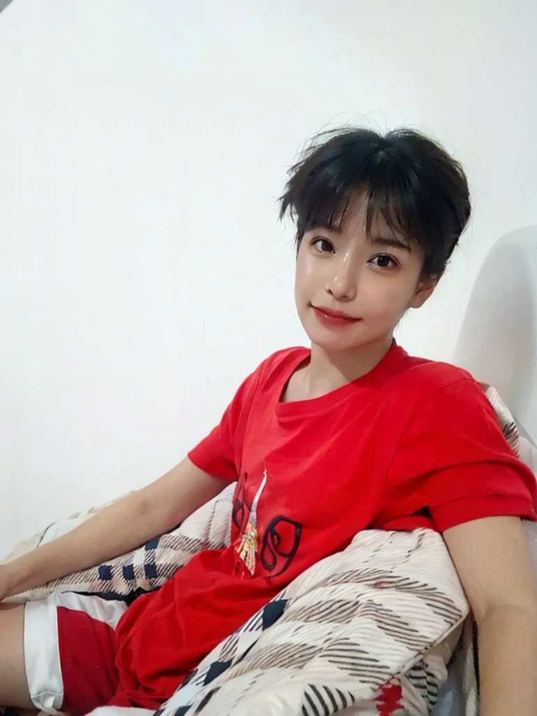(masterpiece:1.3), (8K, Photorealsitic, Raw photography, Top image quality: 1.4), Japan high school girls、(Random hairstyles:1.2)、cleavage of the breast:1.2、Super Detail Face、Eye of Detail、double eyelid、Bring your chest together、sharp focus:1.2、prety woman:1.4、light brown hair、top-quality、masterpiece、超A high resolution、(Photorealsitic:1.4)、Highly detailed and professional lighting smile、Loose and light knitwear、Shoulder out、slender、serious facial expression、short-haired、Fatal position