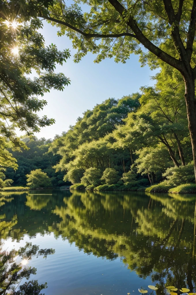 Tranquil Pond

Caption: Nestled deep within the forest, this tranquil pond reflects the morning light, creating a peaceful oasis away from the hustle and bustle of daily life. Surrounded by towering trees and filled with the songs of birds, it's a 'ect spot for quiet