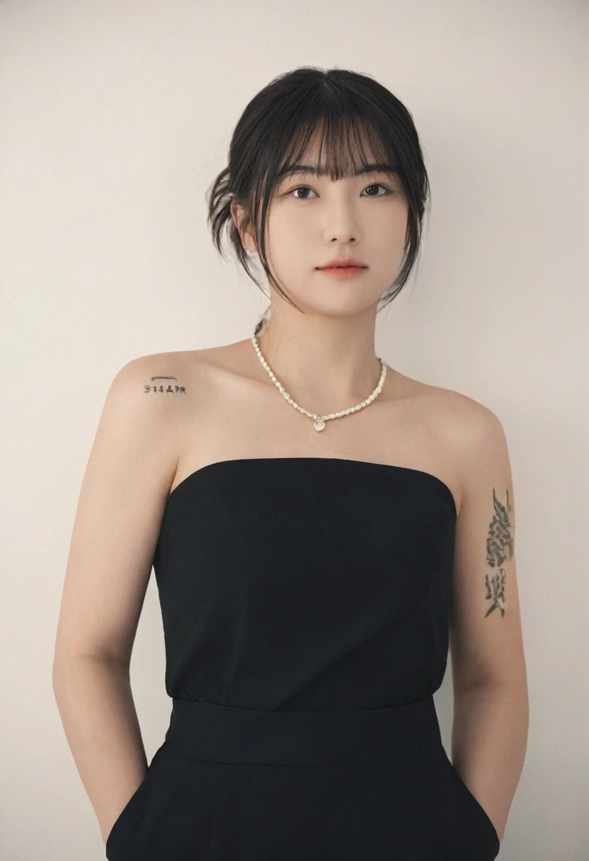 Best Quality, 8k, Masterpiece, (Portrait: 1.3), (photo realistic:1.4), (hyper realistic:1.4), Sharp Focus, looking at viewer, (smoother lighting:1.1), (increase cinematic lighting quality:0.9), realistic lighting, backlighting, light on face, ray trace, (brightening light:1.2), (Increase quality:1.4), sharp detail, (best quality real texture skin:1.4), finely detailed eyes, black_eyes, finely detailed face, 25 year old Korean woman