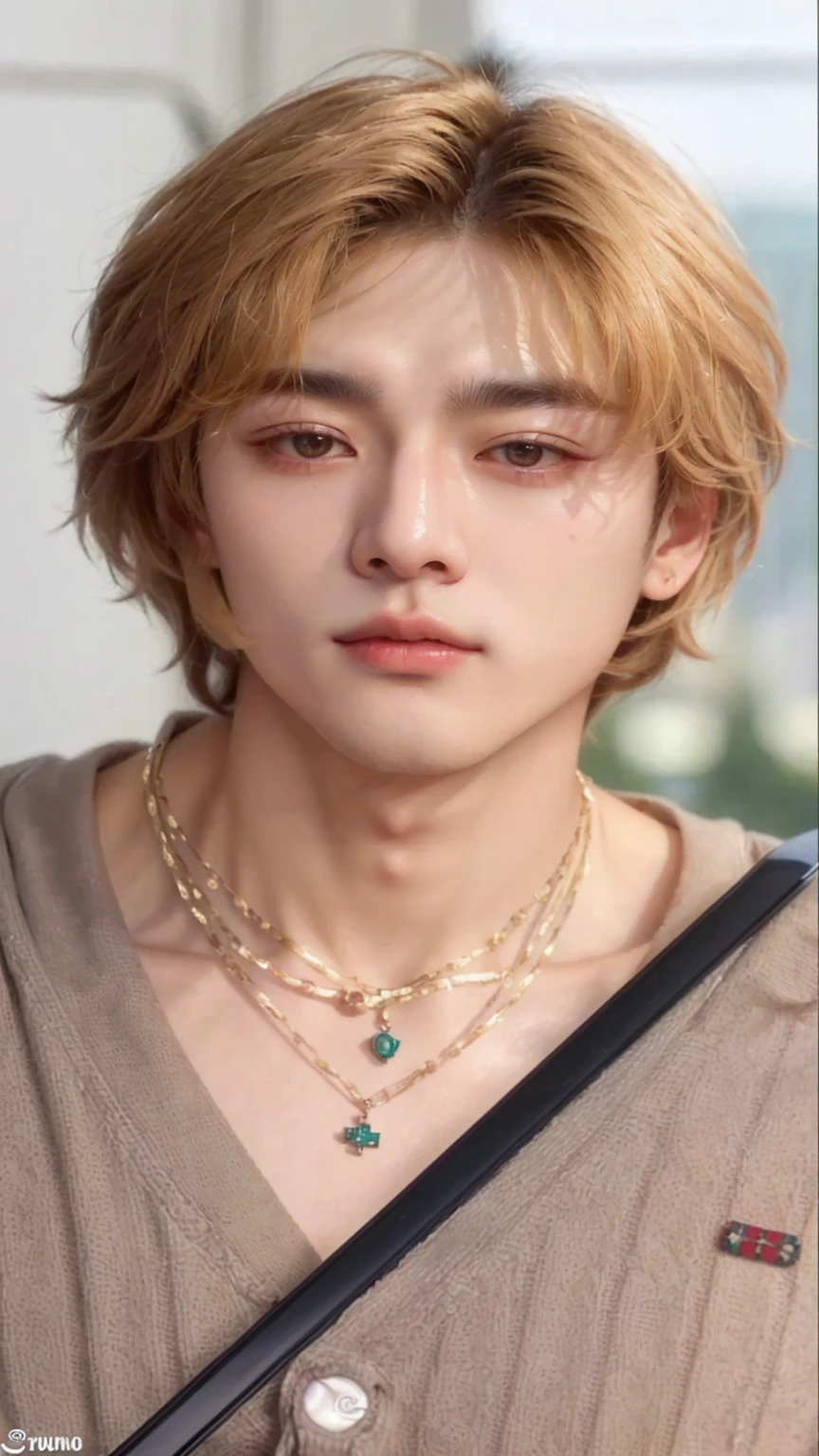 a close-up of a person with a necklace on their cell phone, cai xukun, toru furuya, Taehyung eating Gucci fries, jung jaehyun, keisuke goto, cute androgynous prince, Jungkook, delicate androgynous prince, yanjun chengt, jin kagetsu, hyung tae, all from the group nct