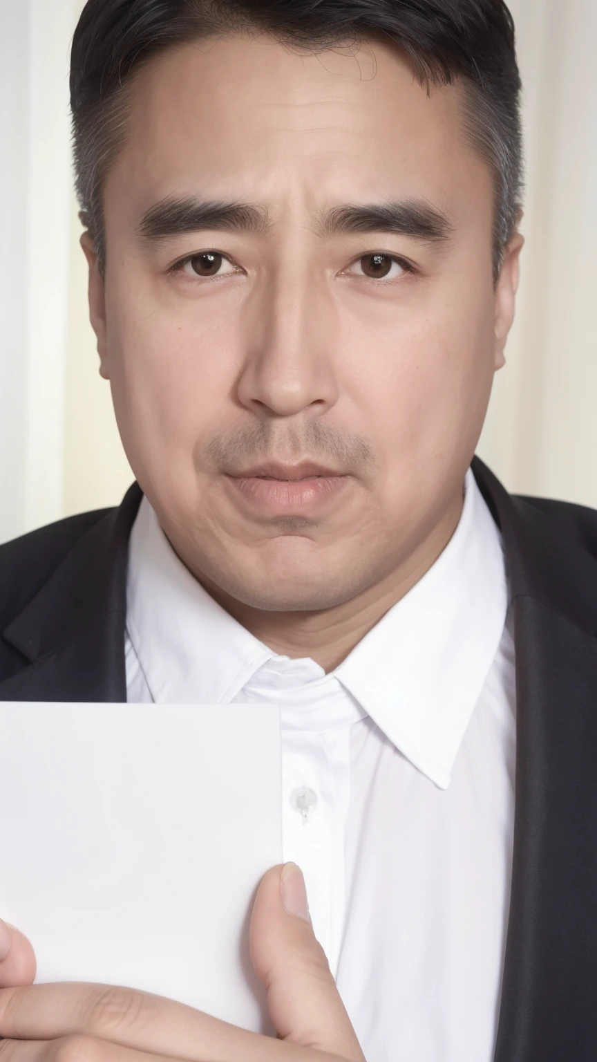 40-year-old male, Soft headlight,High-density imaging,(Clean and delicate face),(Thin face)((Black suit)),((Various dynamic poses)),((White curtains in the background)),best quality,masterpiece,(Soft colors:1.2)