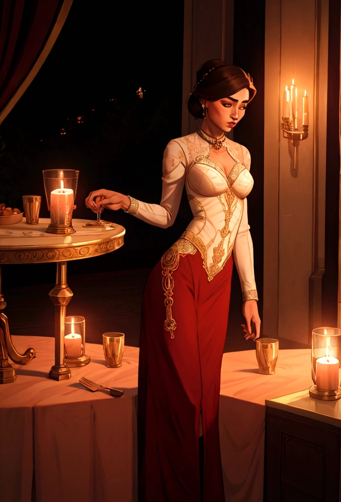 wearing pentyhose woman romantic dinner